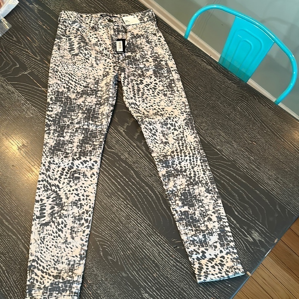 EXPRESS Stretch Skinny High Rise Snake Print Jeans, size 0 NWT - Picture 10 of 15